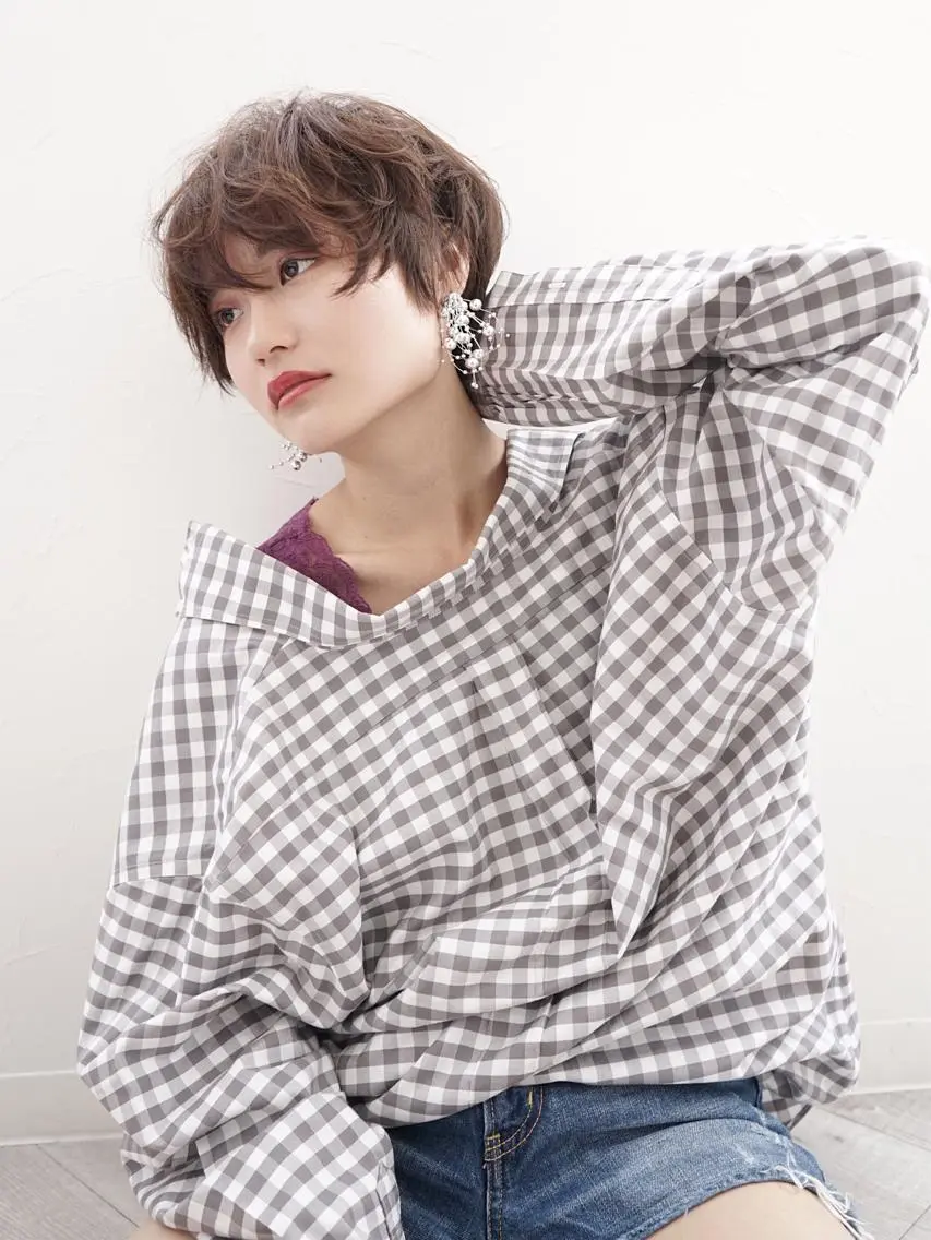 ショート カラー パーマ ショートボブ ボブ ショートヘア カット ヘアカラー トリートメント 花井 啓好のヘアスタイル