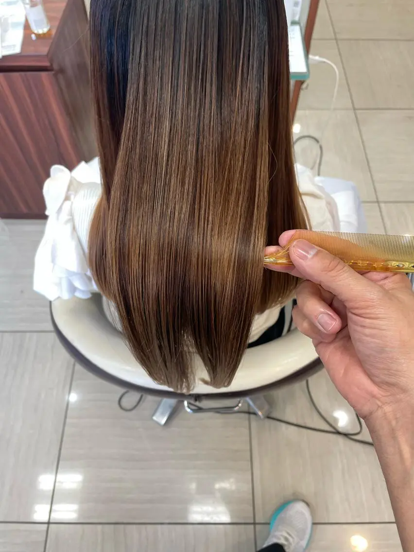 ロング カラー くせ毛 髪質改善 縮毛矯正 トリートメント 酸熱トリートメント カット 縮毛矯正 トリートメント 牧野恭平 【★酸性縮毛矯正★】のヘアスタイル