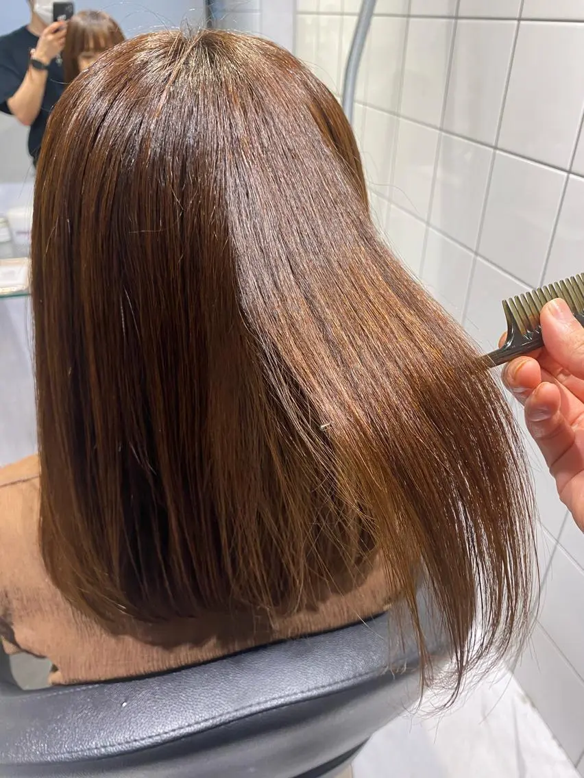 セミロング カラー トリートメント 酸熱トリートメント 赤み消し韓国ヘア レイヤー縮毛🤍渡邉のヘアスタイル