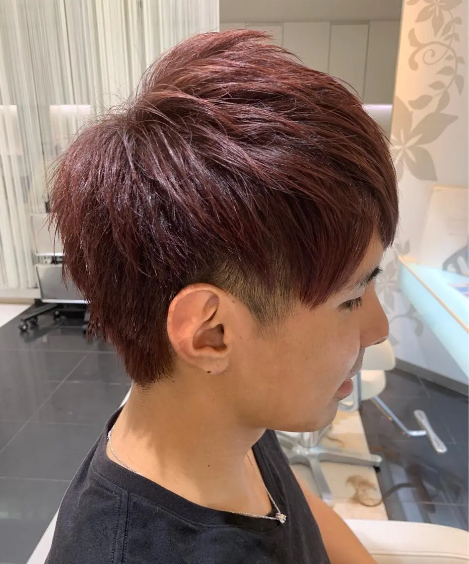 ショート カラー メンズ メンズブリーチ ブリーチ ブリーチなしカラー レッドカラー 赤み消しカラー /透明感カラー 上長のヘアスタイル