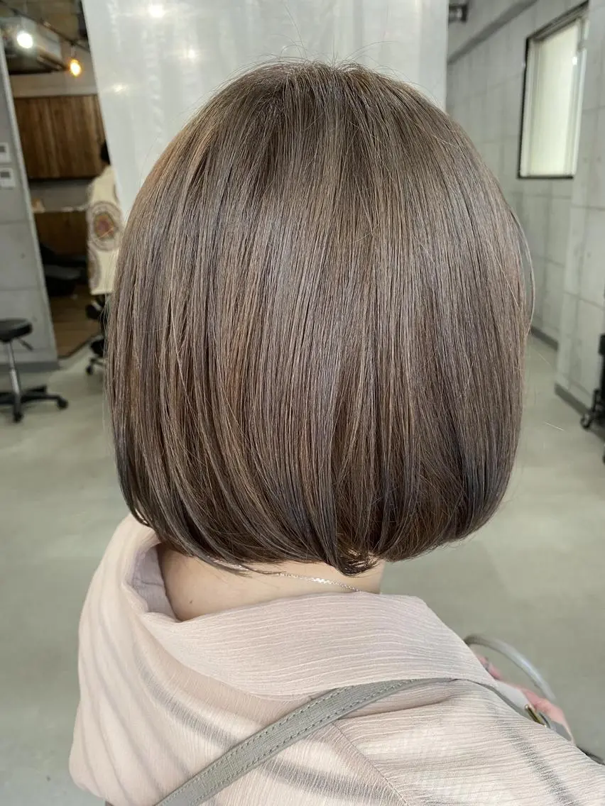 ショート カラー キッズ ネイル アディクシーカラー バレイヤージュ ミストバング ベージュカラー 黒髪 女性専用サロン 【中崎町】ゆきみのヘアスタイル