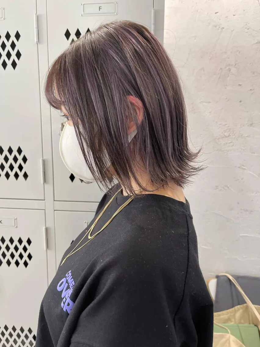 ミディアム カラー ハイライトカラー ラベンダーカラー ハイライト カット 縮毛矯正 fit /HONOKAのヘアスタイル