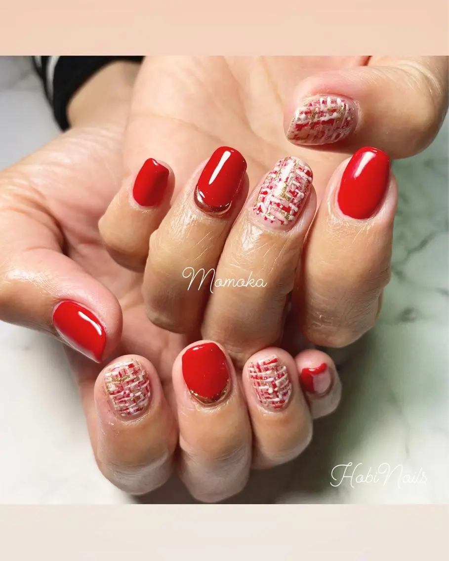 ネイル ツイードネイル Momo nailsalonのネイルデザイン