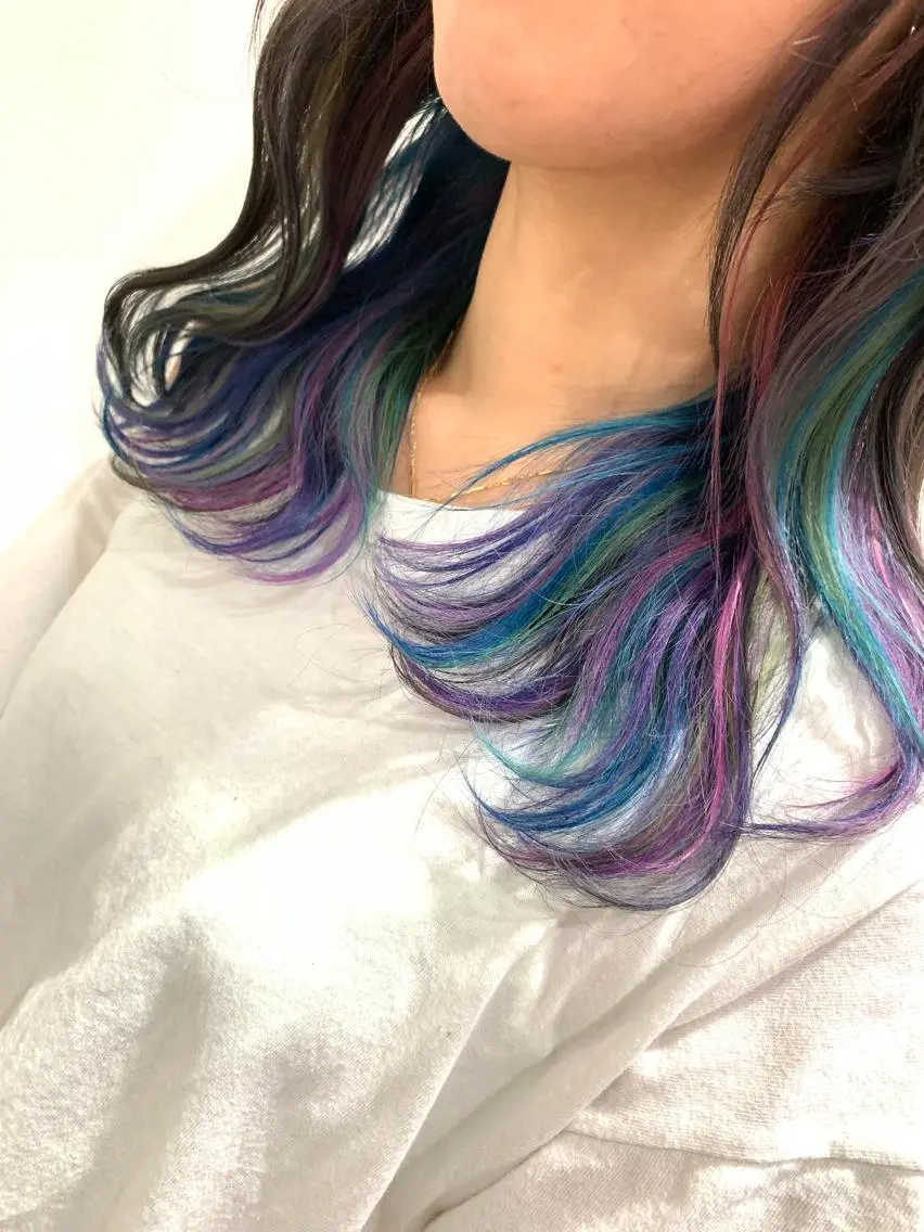 ロング カラー ユニコーンカラー 🍀ケアブリーチ カラー🍀坂井のヘアスタイル