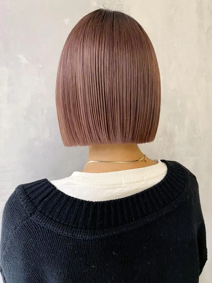 カラー パーマ ヘアアレンジ ベージュカラー ピンクカラー ピンクベージュ ストレートパーマ ITbyALBUM 松戸のヘアスタイル