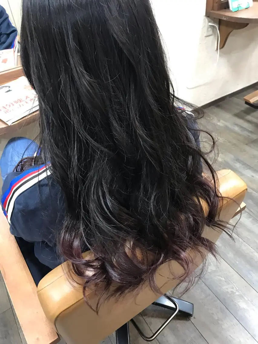 ロング カラー ブリーチ ピンクカラー パープルカラー トリートメント ヘアカラー 磧本 祐里恵のヘアスタイル
