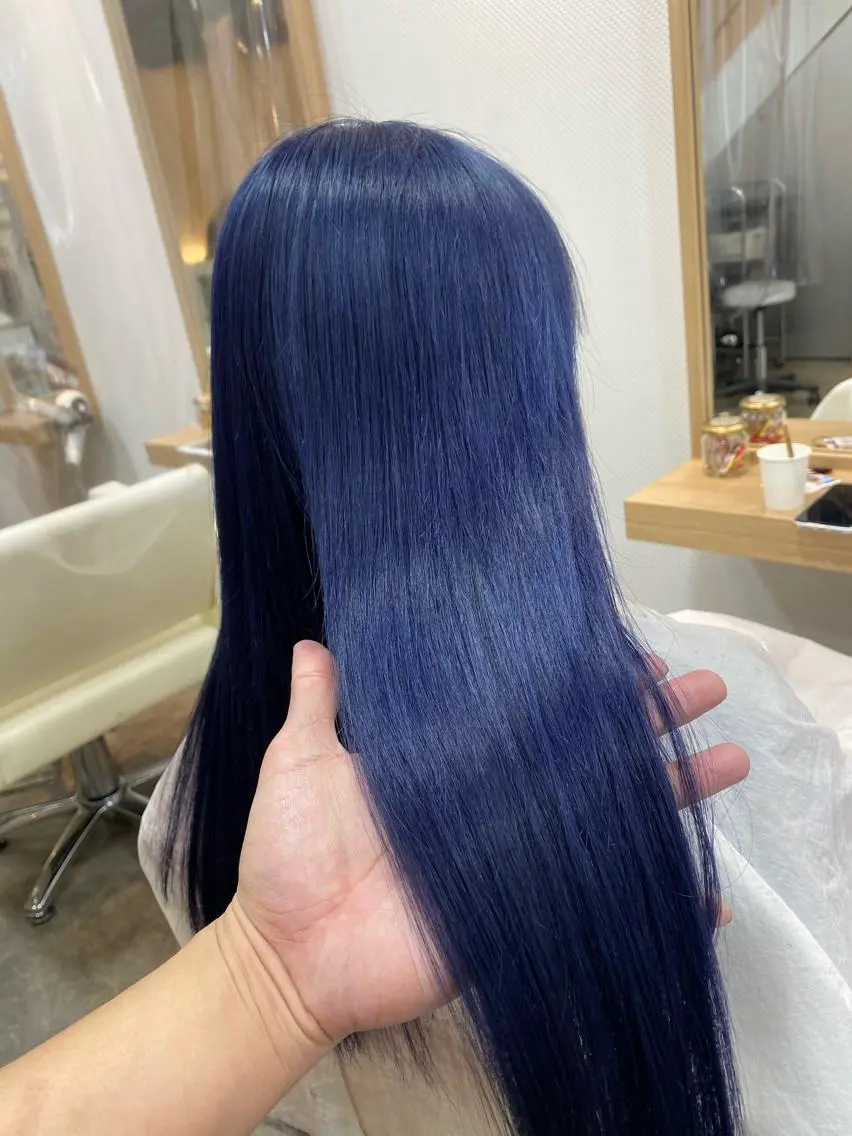 ロング カラー ブルーカラー ネイビーカラー 髪質改善縮毛矯正/ ブリーチ/中尾のヘアスタイル