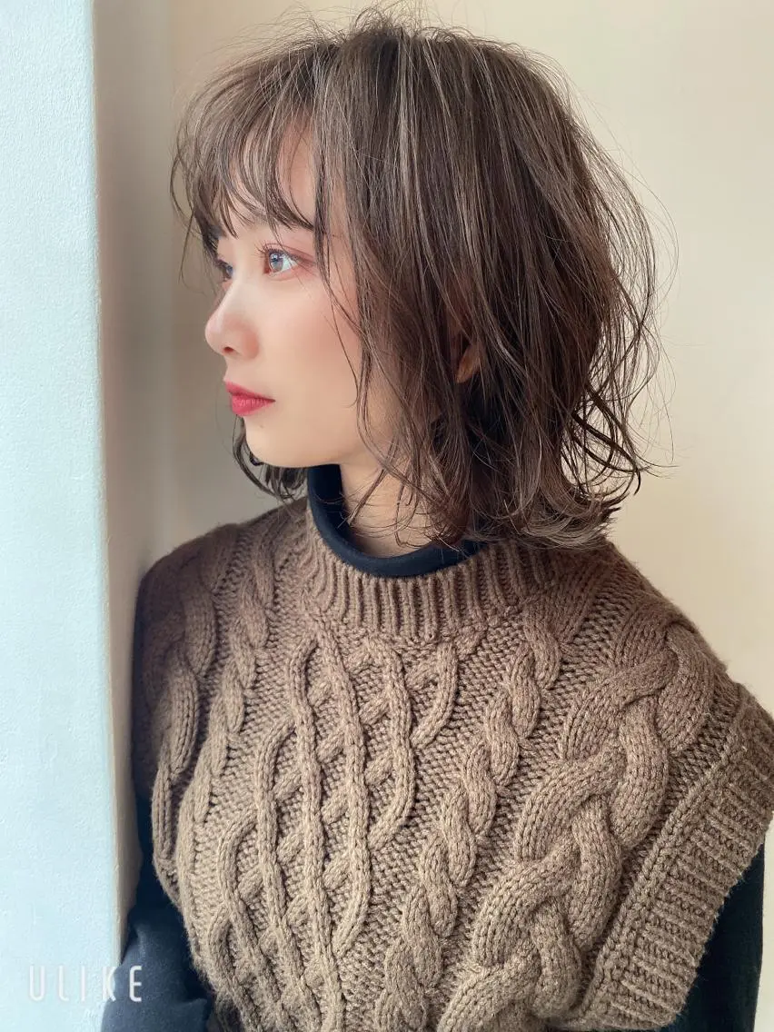 ミディアム カラー ボブ 外国人対応 佐久間のヘアスタイル