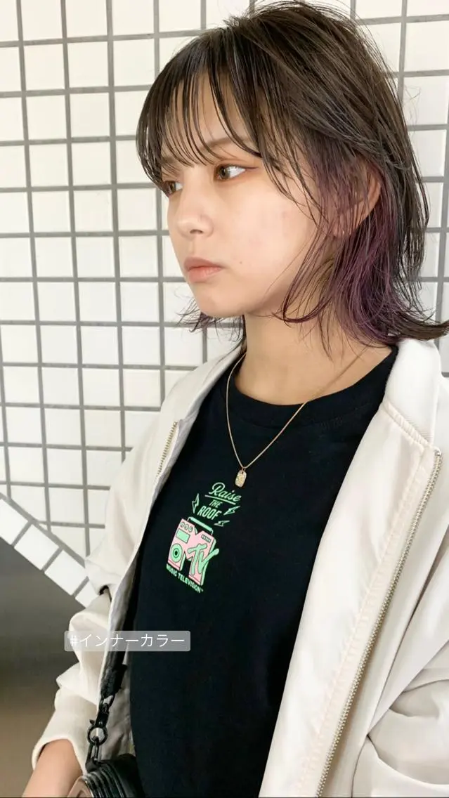 ミディアム カラー ヘアアレンジ ブリーチ パープルカラー カット ヘアカラー トリートメント 🌿ショート🌿 パーマ🌿淳平のヘアスタイル