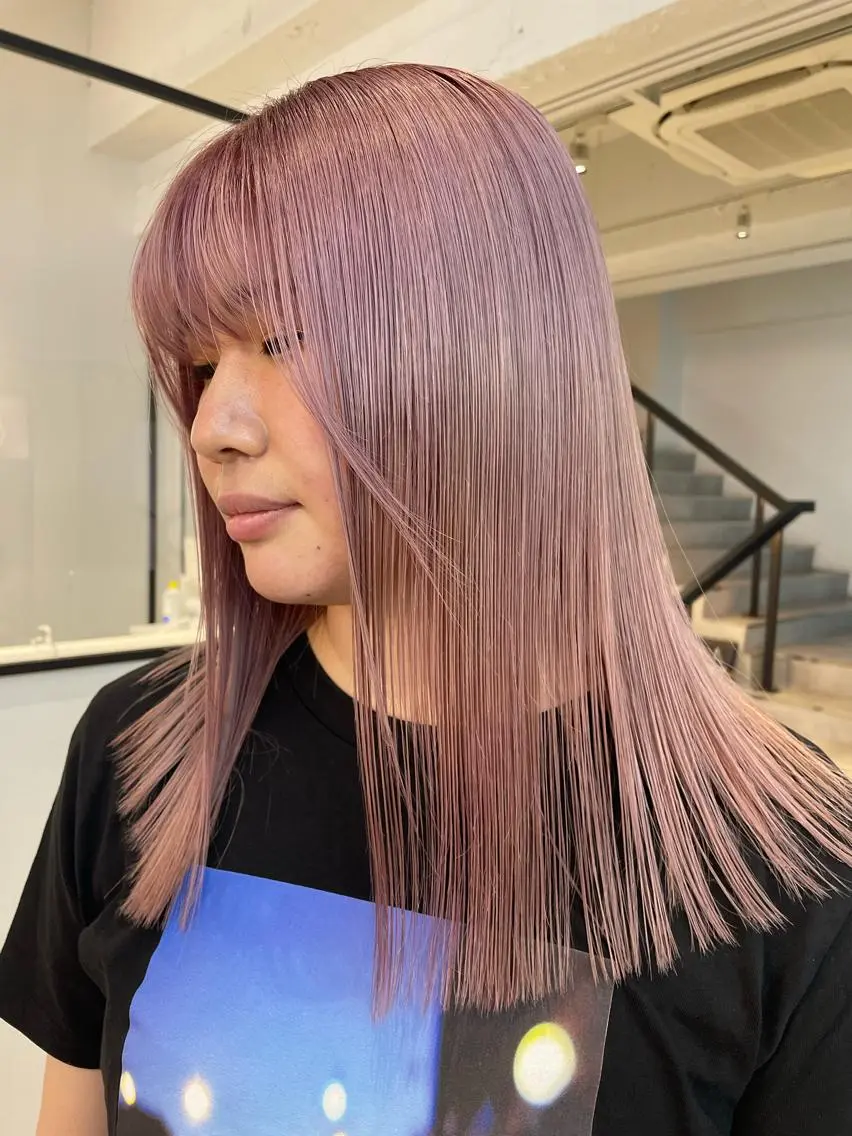 ロング カラー ピンクカラー パープルカラー センターパート/カラ ーメッシュ📍ユリのヘアスタイル