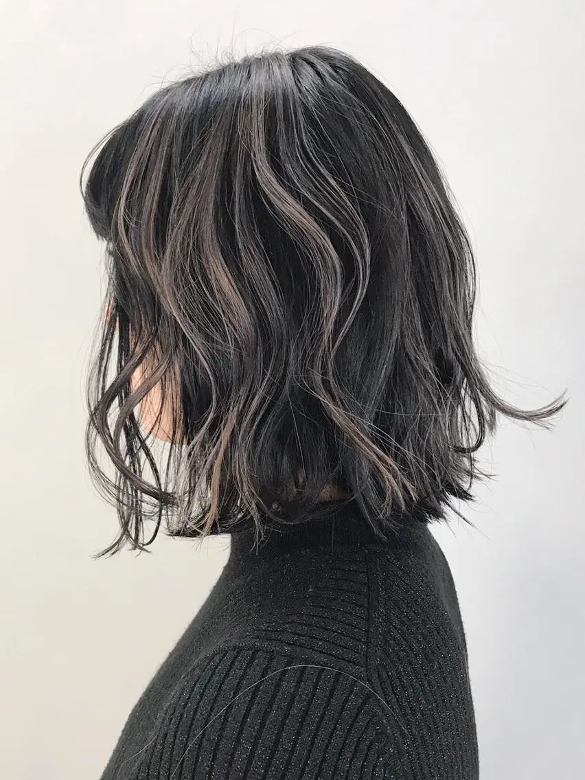 ミディアム カラー パーマ ヘアアレンジ ハイライトカラー ハイライト ITbyALBUM 中野店のヘアスタイル