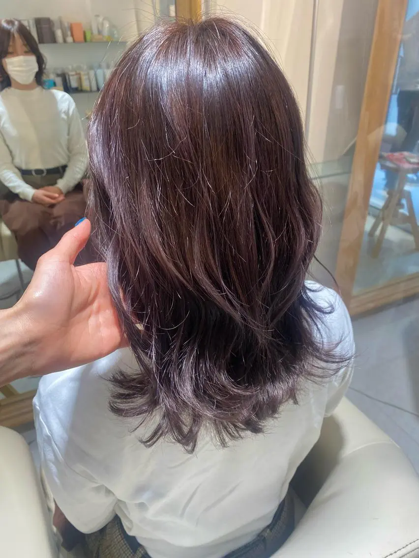 ミディアム カラー ヘアカラー 安永 涼のヘアスタイル