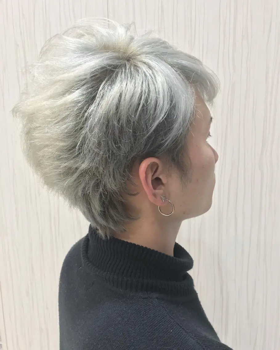 ショート カラー メンズ アッシュ シルバー シルバーアッシュ 中川 拓弥のヘアスタイル