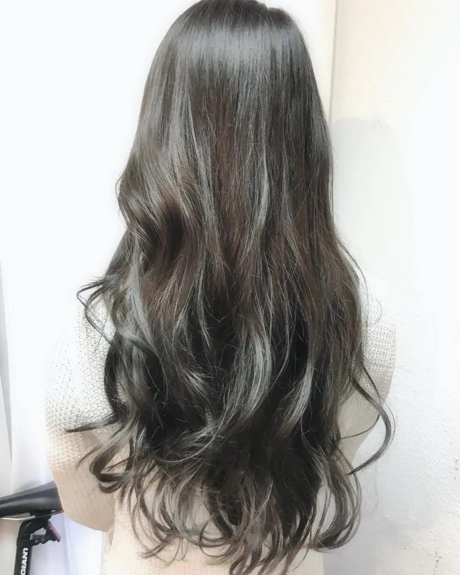 ロング カラー パーマ ヘアアレンジ ダークグレー ダークグレージュ グレージュ イルミナカラー 縮毛矯正/美髪 髪質改善/石田幸輔のヘアスタイル