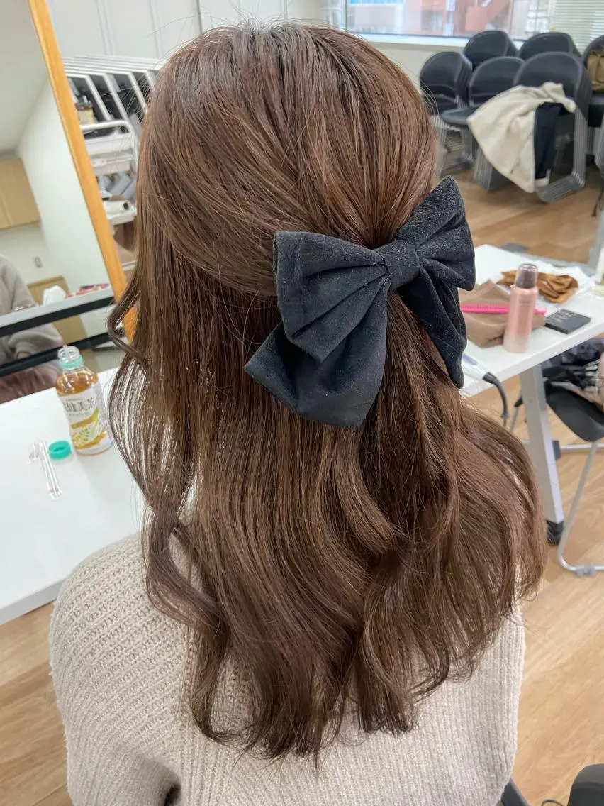 セミロング ヘアアレンジ シールエクステ ケアカラー ピンクブラウン エクステ 韓国風ヘア 新宿/韓国ヘア 中明度カラー/かやのヘアスタイル