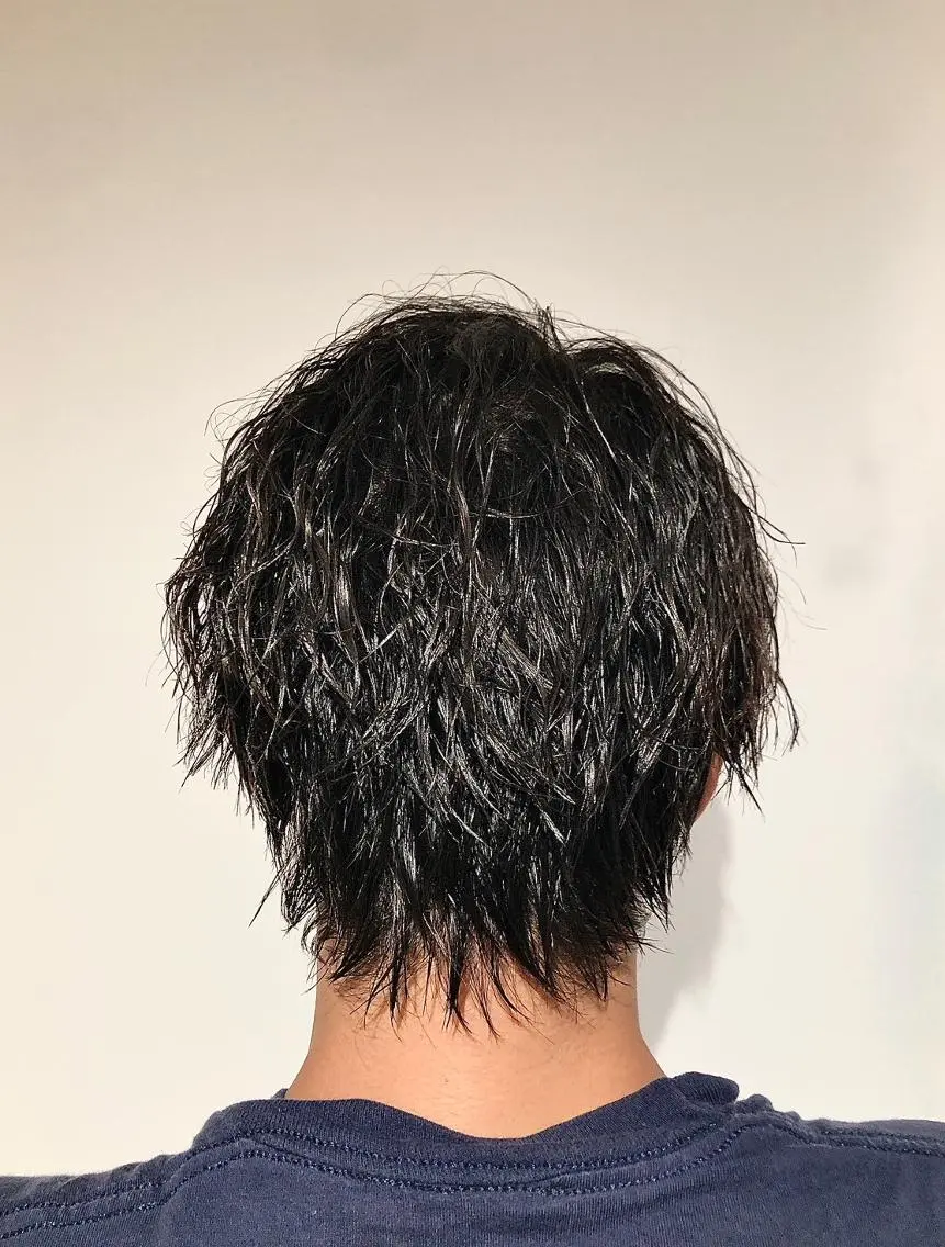 ショート メンズ パーマ アップバング ビジネス マッシュ メンズパーマ メンズツイストパーマ 高橋 英彦のヘアスタイル