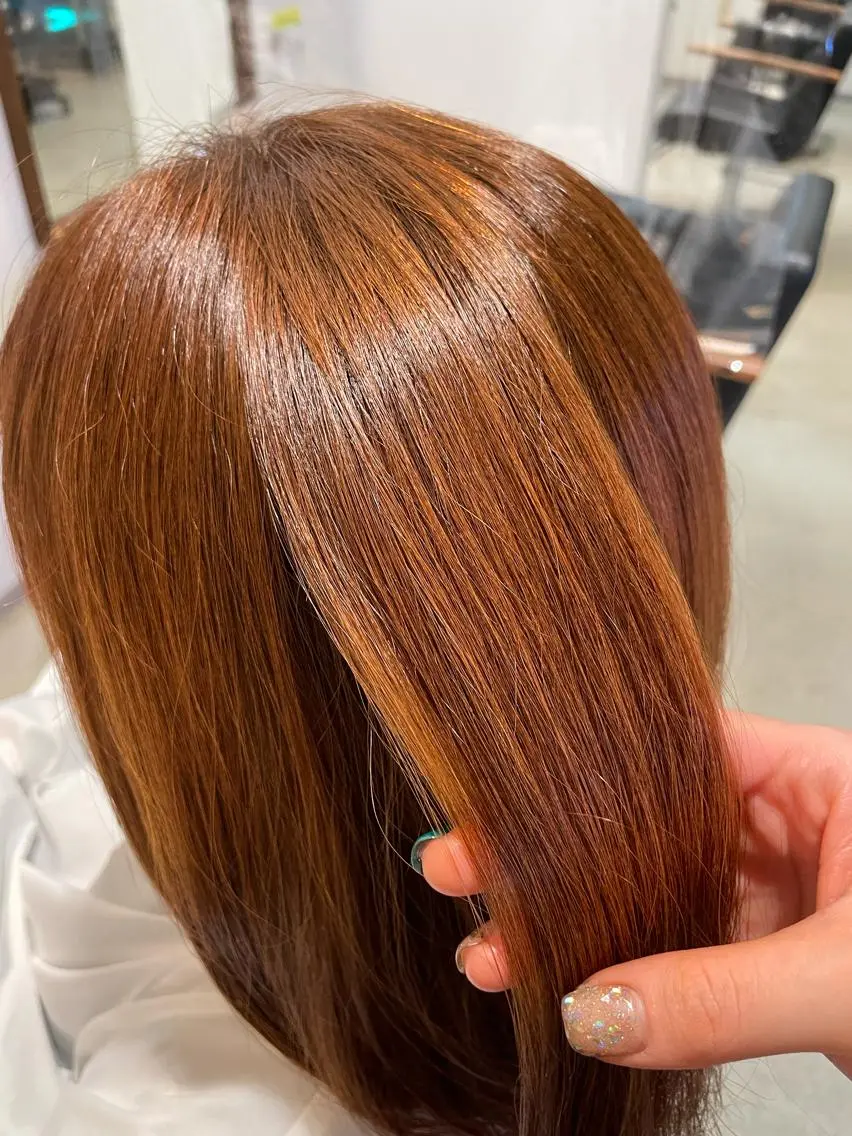 カラー オレンジ Spin hair 檜垣菜愛のヘアスタイル