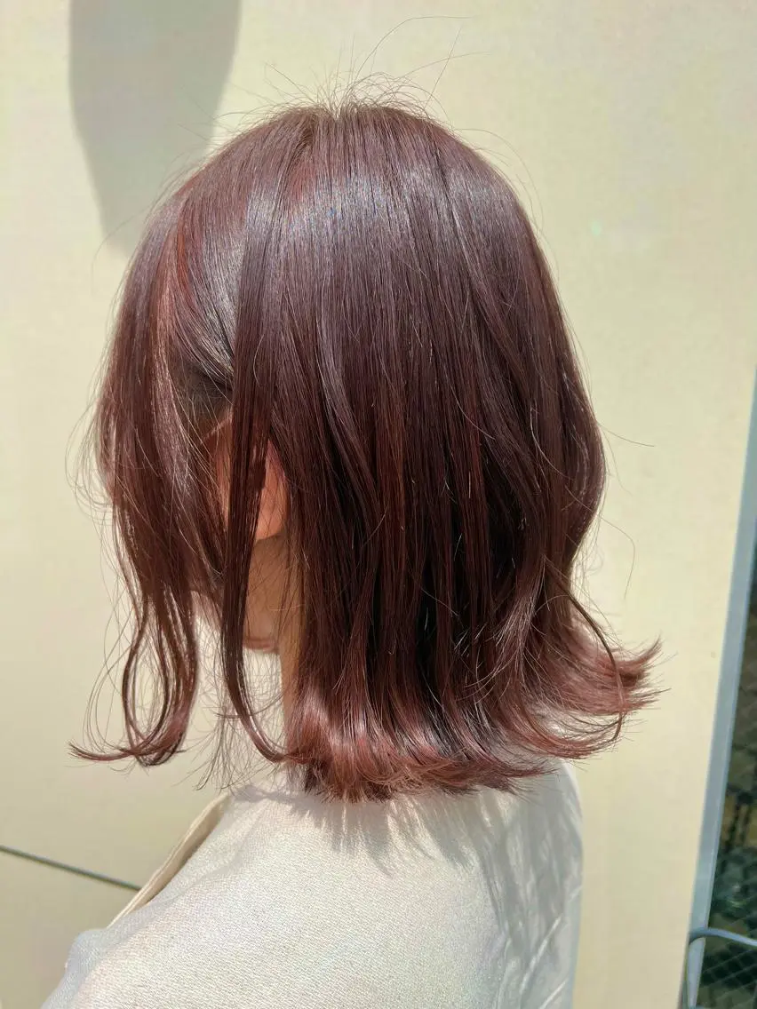 ミディアム カラー アプリコットブラウン ベージュカラー ブリーチ ブラウンカラー ダブルカラー 艶髪 ♡Tomiyaのヘアスタイル