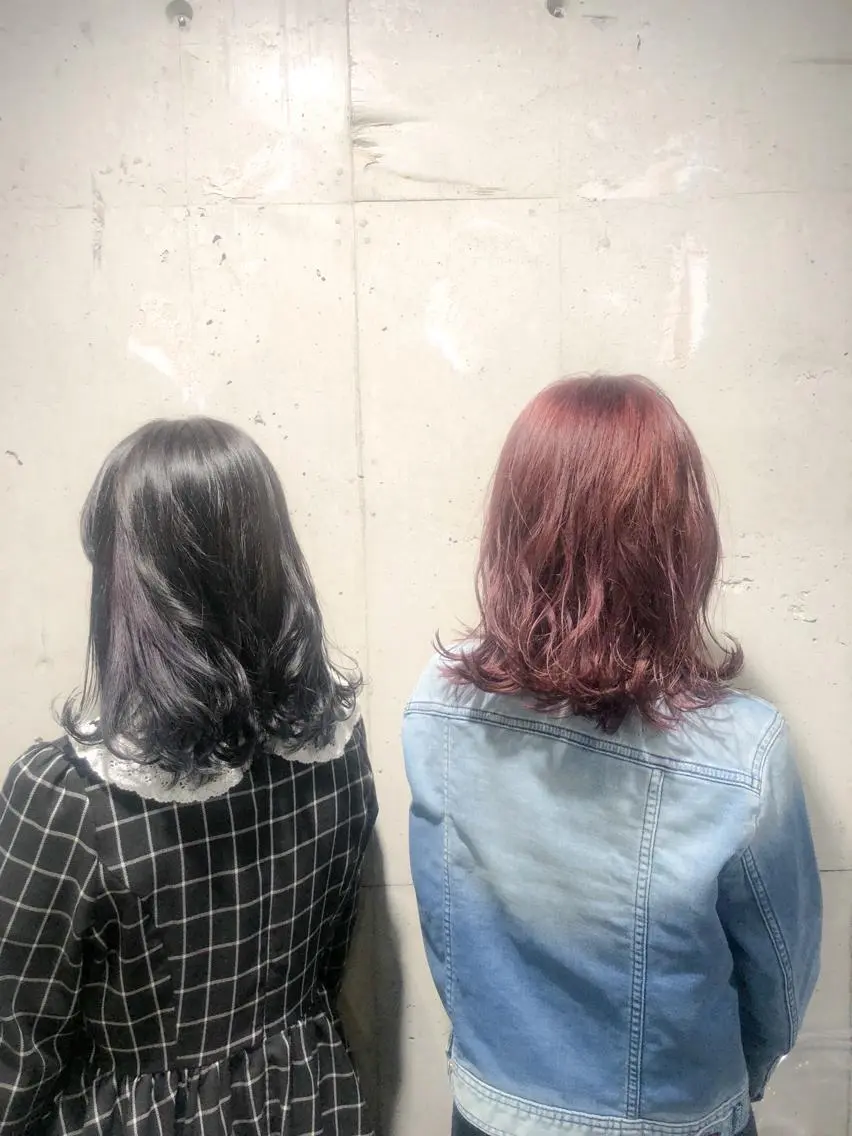 ロング カラー パーマ ヘアアレンジ メンズ キッズ ネイル マツエク・マツパ 黒髪 ブルーカラー ブルーブラック パープルカラー ブルー 当日予約⭕️ Rene’のヘアスタイル