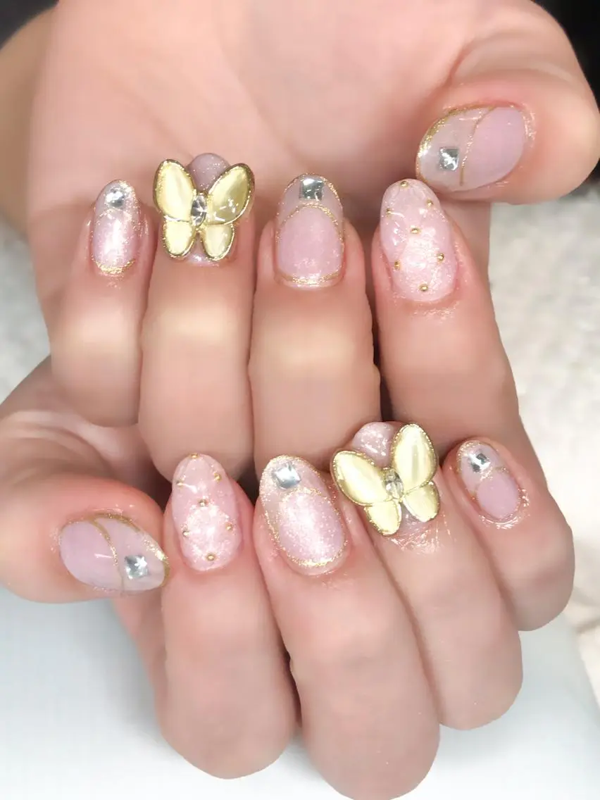 ネイル フレンチネイル ジェルネイル キラキラネイル 韓国ネイル ワンホンネイル Nyanco Nailのネイルデザイン