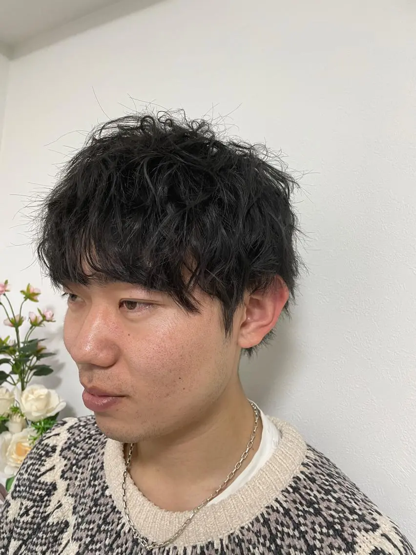 ショート パーマ メンズ メンズパーマ スパイラルパーマ 🌙19時以降通える メンズ専門 コーダイのヘアスタイル