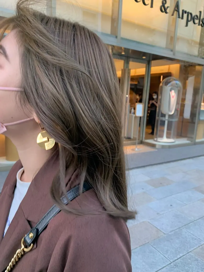 ミディアム ヘアカラー トリートメント 韓国ヘア♡ 顔まわりカットayaのヘアスタイル