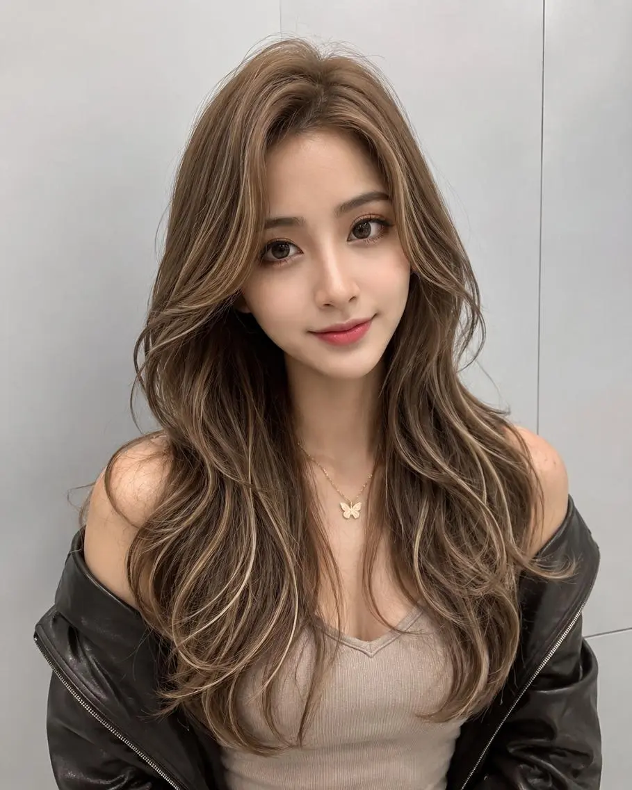 カラー ロング カラー ×シールエクステのヘアスタイル