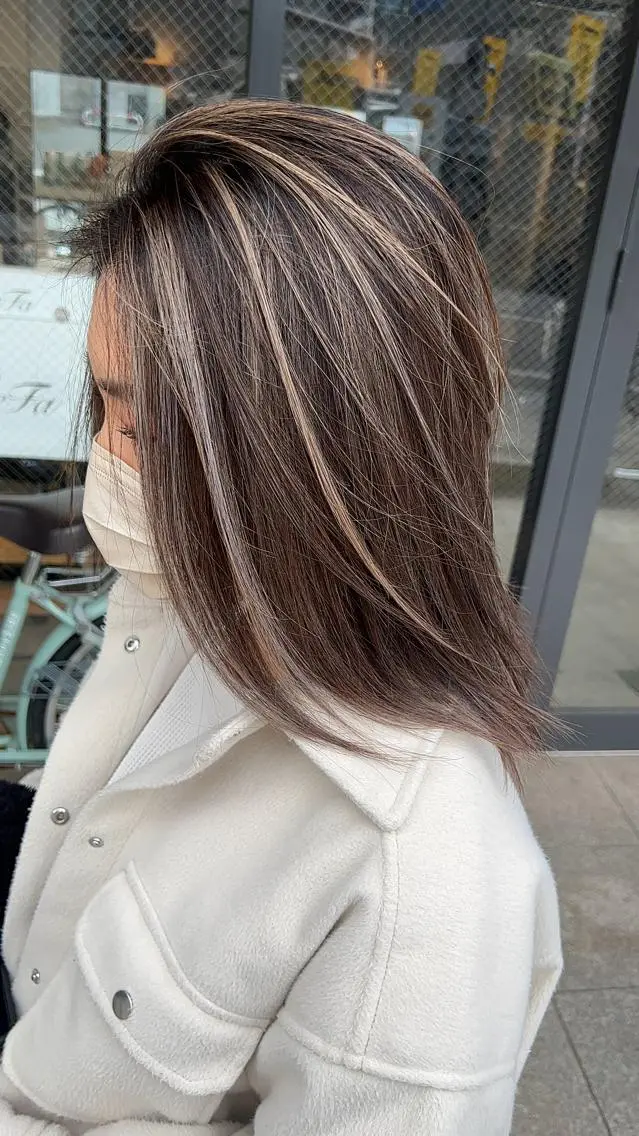 ミディアム ハイライト カット パーマ トリートメント ヘアセット お悩み×垢抜け特化 KAYA/渋谷のヘアスタイル