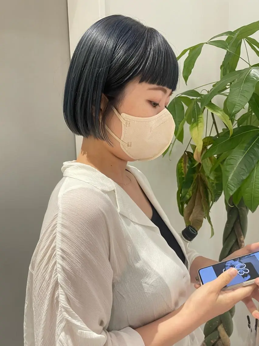 ミディアム カラー ブルーカラー ブルージュ ボブ ベージュ🤎透明感 カラー🤎anriのヘアスタイル