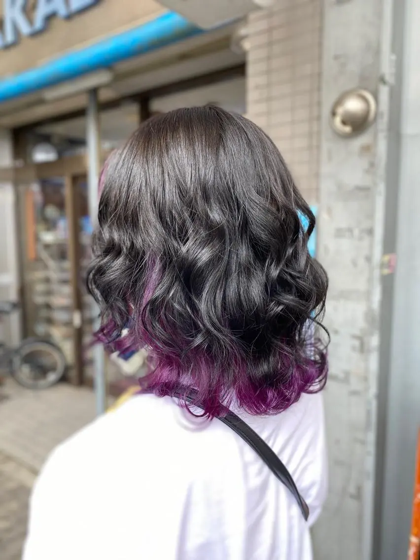 ミディアム パープルカラー ヘアカラー ゆぴ☾‪/推しカラー /ハイトーンのヘアスタイル