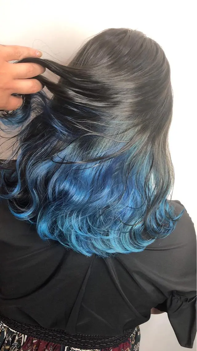 セミロング カラー ブルーカラー ヘアカラー トリートメント Zina天王寺 CHIAKIのヘアスタイル