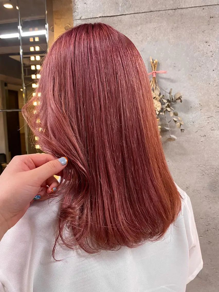 ミディアム カラー ダブルカラー ハイトーンカラー ピンクカラー デザインカラー/ kanae🌱のヘアスタイル