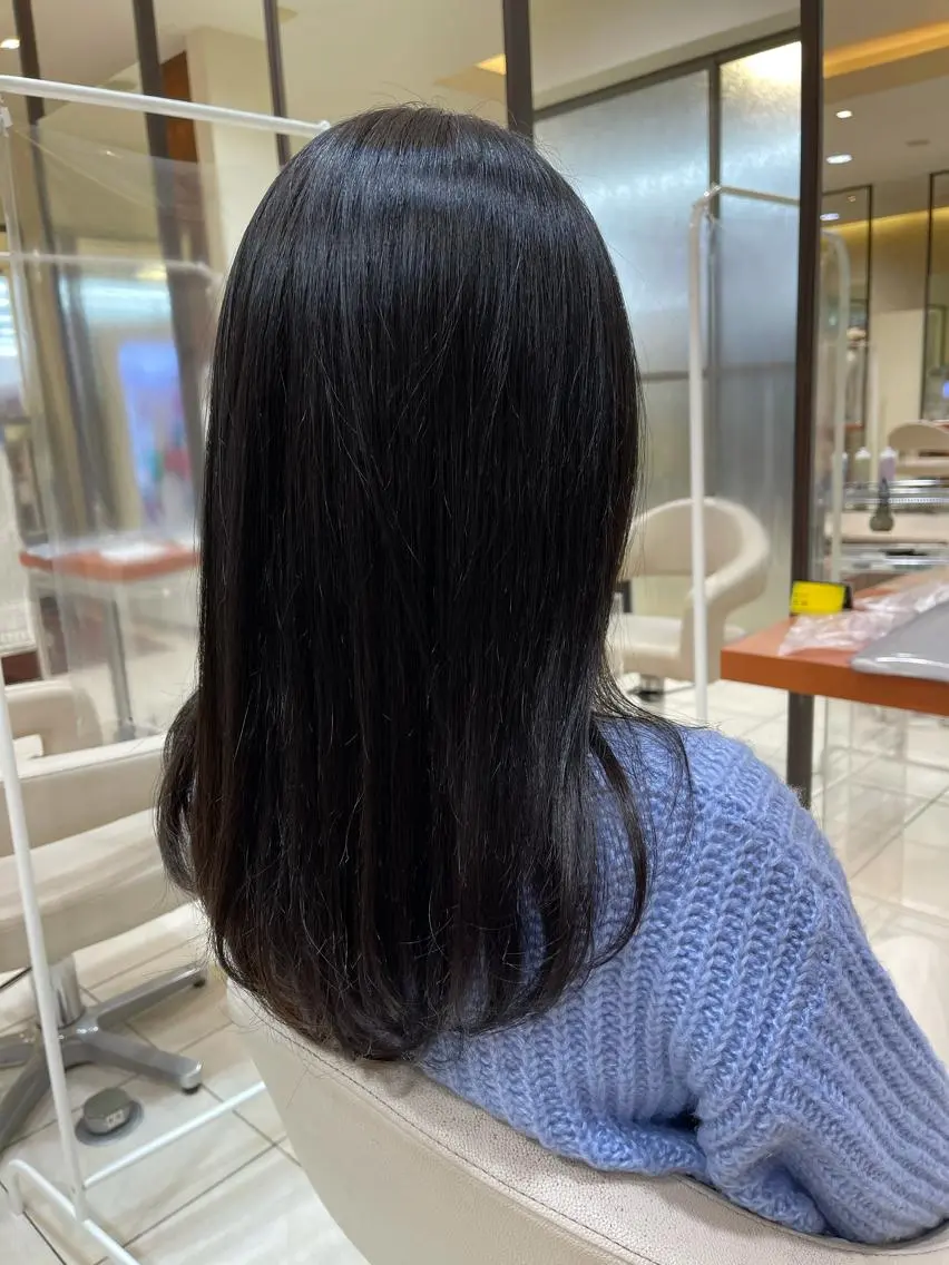 ロング カラー 黒髪 ブルーカラー ブルーブラック カネヒラ リョウスケのヘアスタイル
