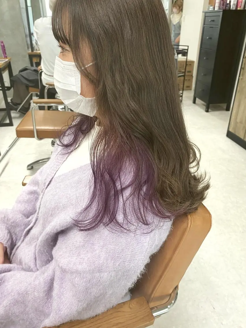 ミディアム カラー ヘアアレンジ 🌷FUKA🌷 まろやかハイトーンのヘアスタイル