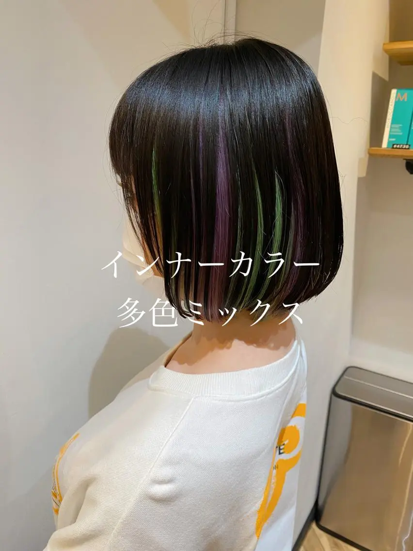 ショート カラー ブリーチ ダブルカラー インナーカラー ハイトーン/カラー/ 用賀/稲若健太郎のヘアスタイル