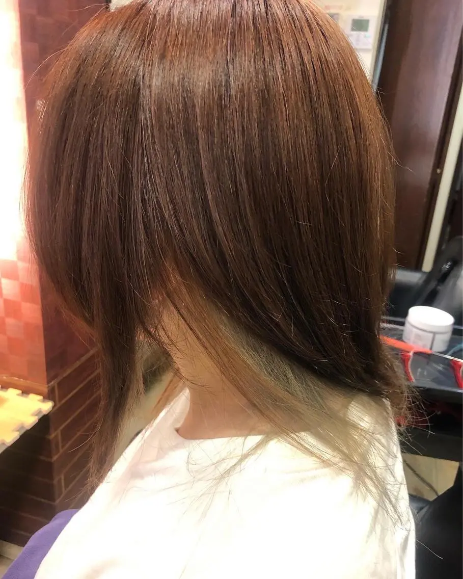 ミディアム カラー アッシュ インナーカラー ピンクカラー 織田 英之のヘアスタイル
