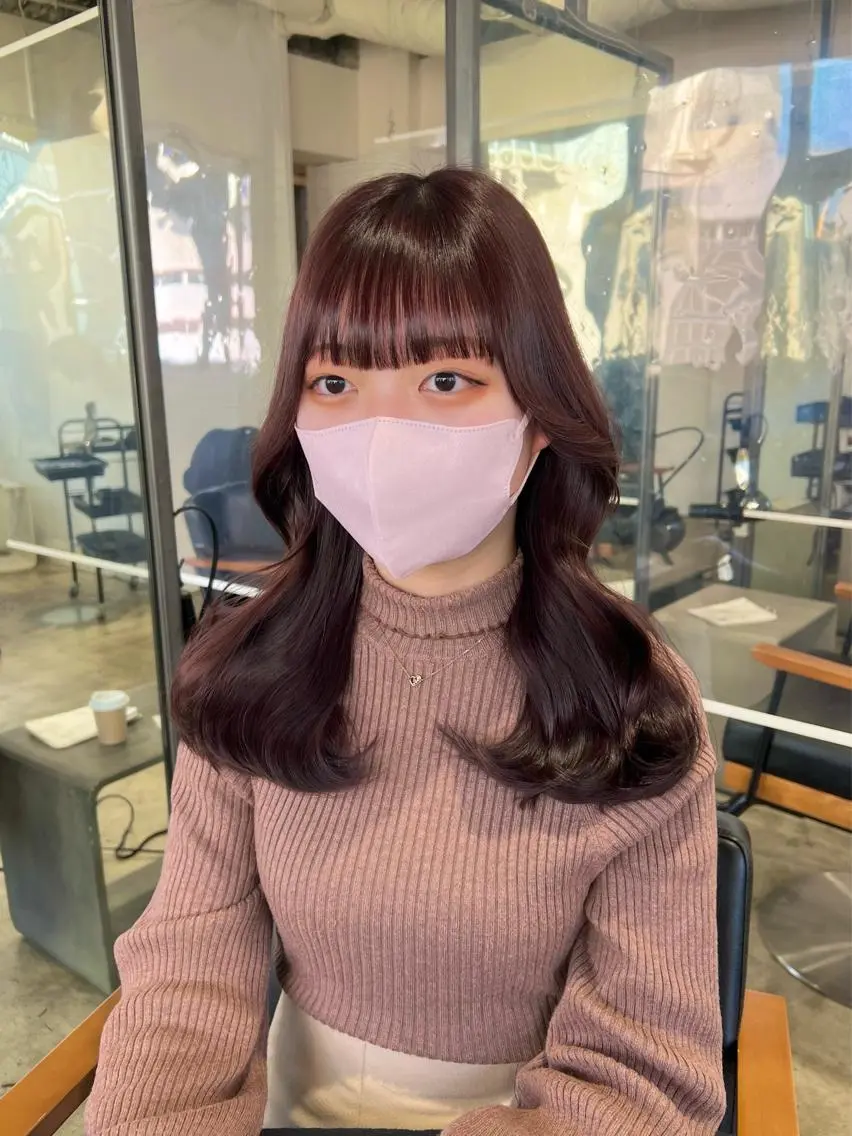 ミディアム カラー ピンクカラー 【韓国風くびれヘア】 joule小木曽輝のヘアスタイル
