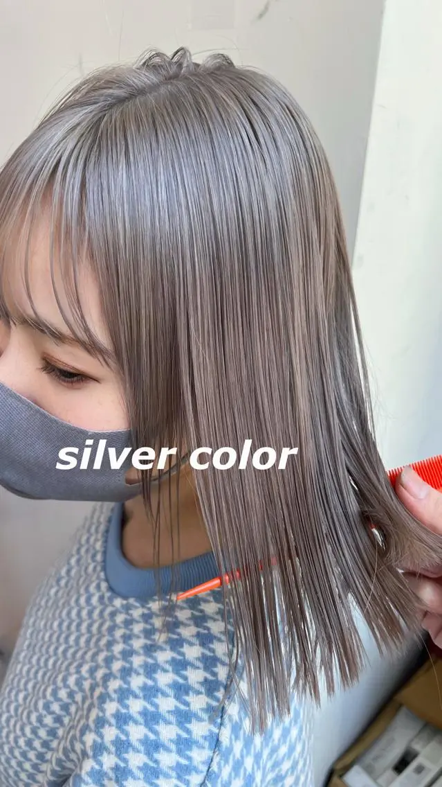 カラー ブリーチ シルバー ヘアカラー トリートメント ヘアセット レイヤー専門家 ダブルカラー修のヘアスタイル