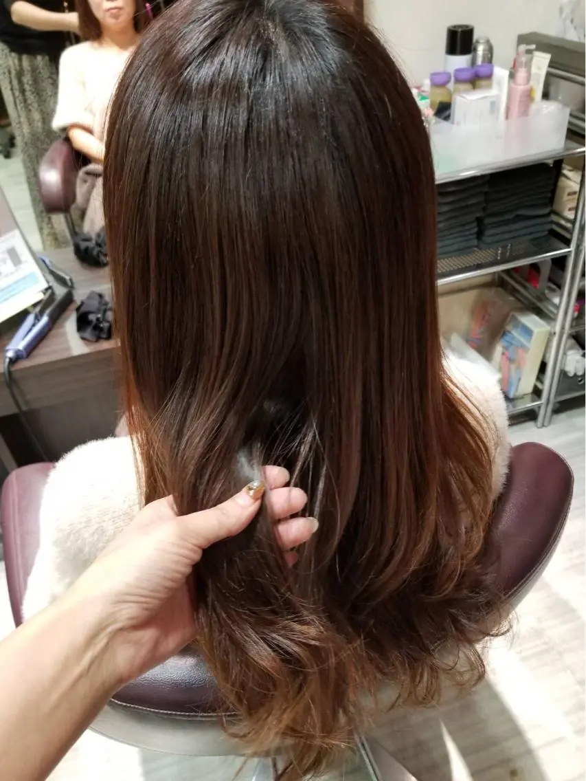 ロング 【南草津】髪質改善 ヘナカラー&縮毛矯正のヘアスタイル