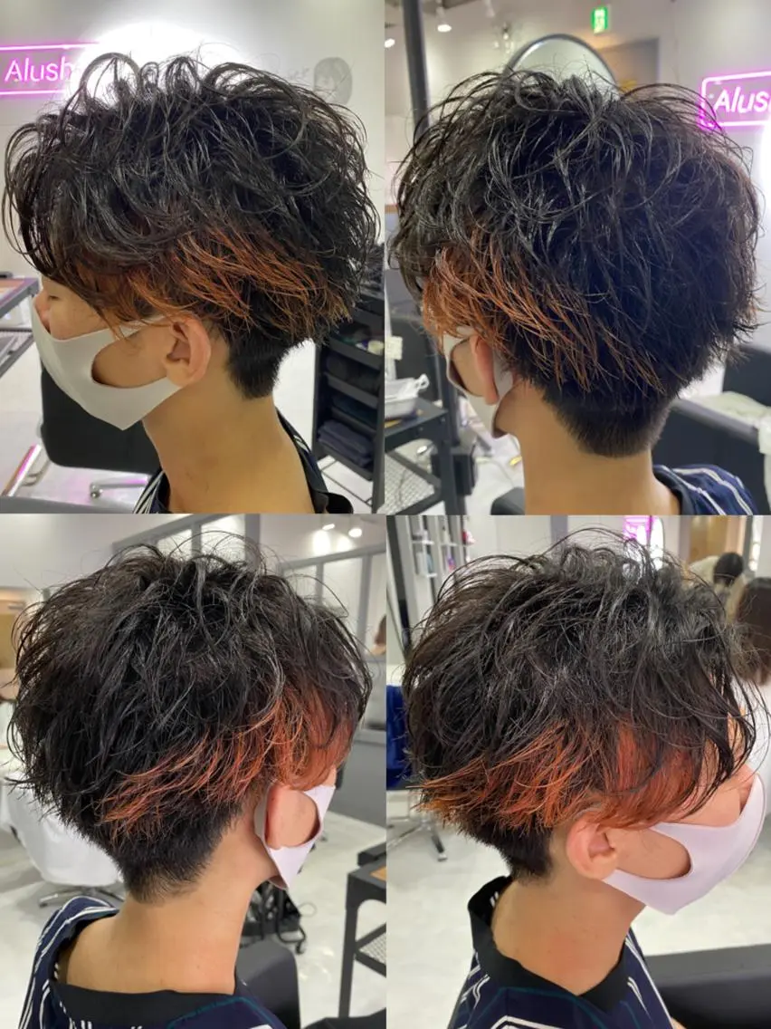 ショート カラー パーマ ヘアアレンジ メンズ 🔥メンズパーマ 特化 渡辺一翔のヘアスタイル