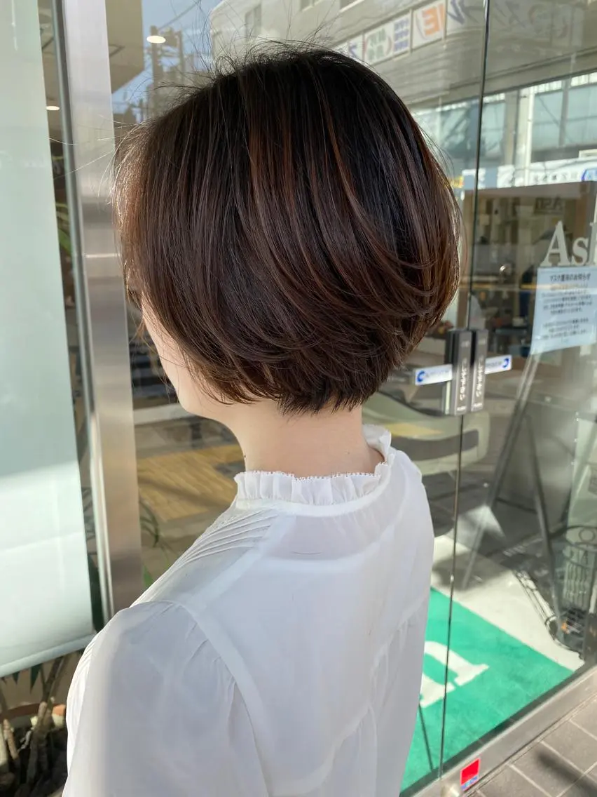 ショート カラー ブラウンカラー ナチュラルブラウン ショートヘア 小顔カット 寺内 紳悟のヘアスタイル
