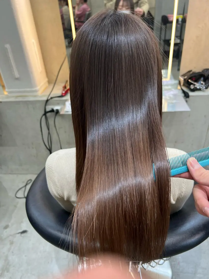 セミロング ボブ 縮毛矯正 カット トリートメント ヘアセット 縮毛矯正×艶髪カラー 髪質改善/三ツ木のヘアスタイル