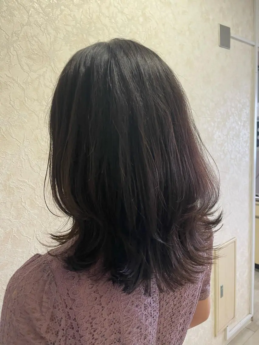 ミディアム カラー ヘアカラー トリートメント ヘアセット 透けるカラー💐 maeのヘアスタイル