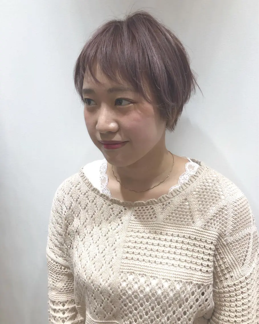 ショート カラー ピンクカラー シアーピンク ショートヘア カット ヘアカラー 江原 彩華のヘアスタイル