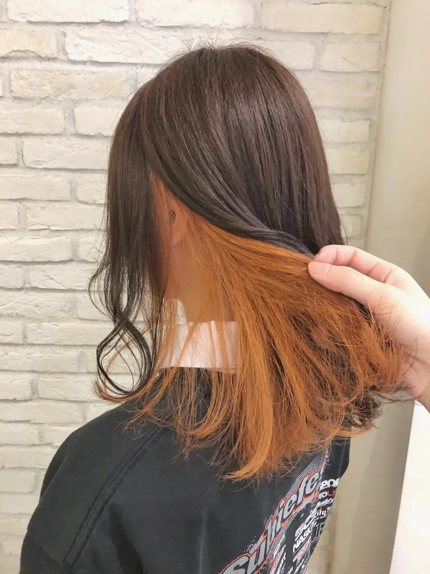 ミディアム カラー オレンジ 大平 美沙のヘアスタイル