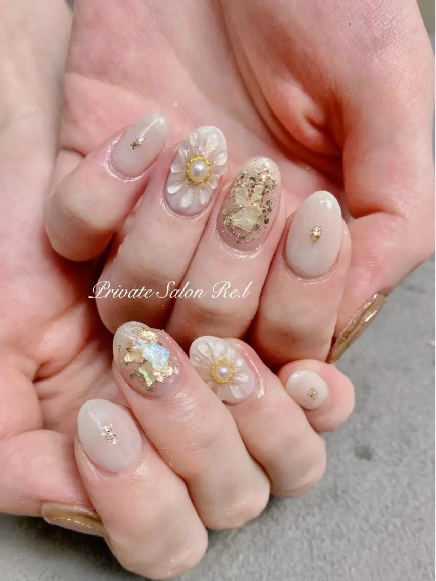 ネイル フラワーネイル ぷっくりネイル モチの良さ◉ フィルインネイル♡のネイルデザイン