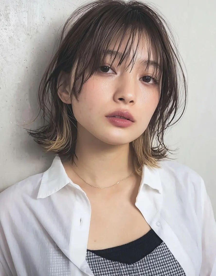ミディアム カラー デザインカラー✨ 透明感カラー菊地真保のヘアスタイル