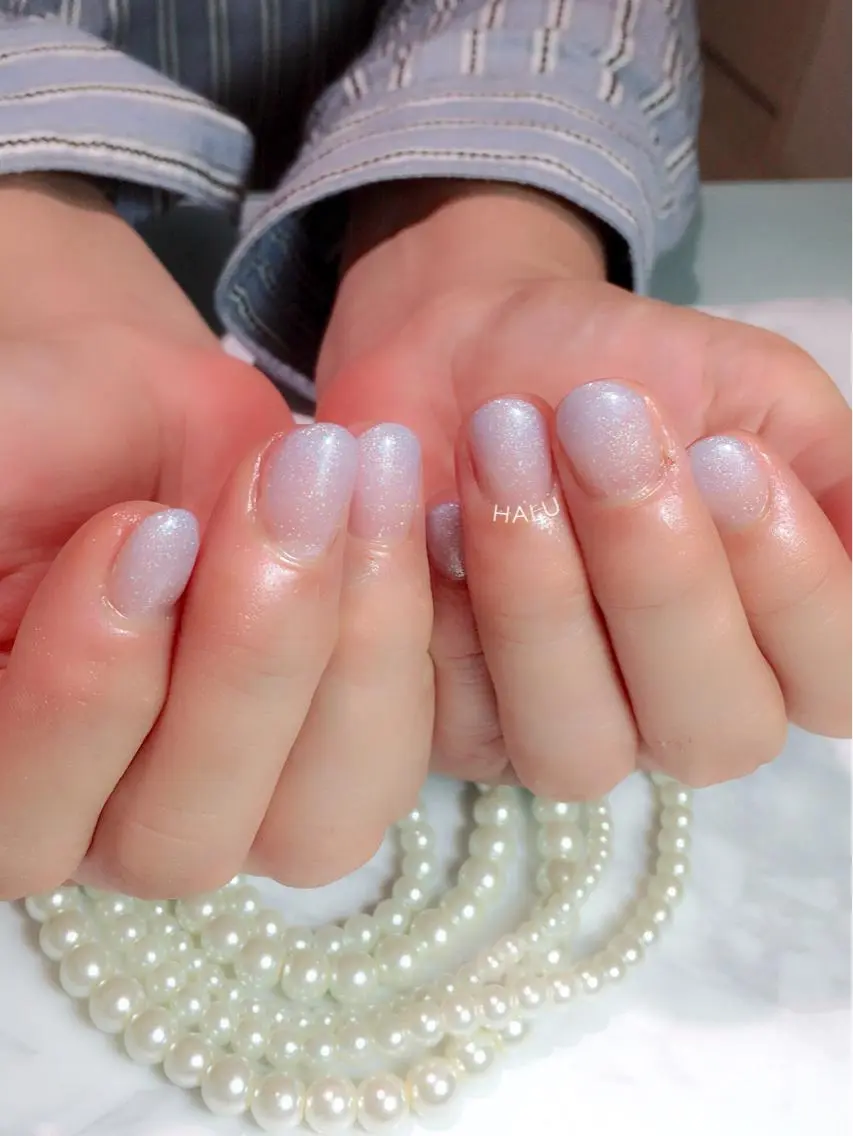 ネイル ブルー ラメ(グリッター) シンプルネイル HALU ハルのネイルデザイン