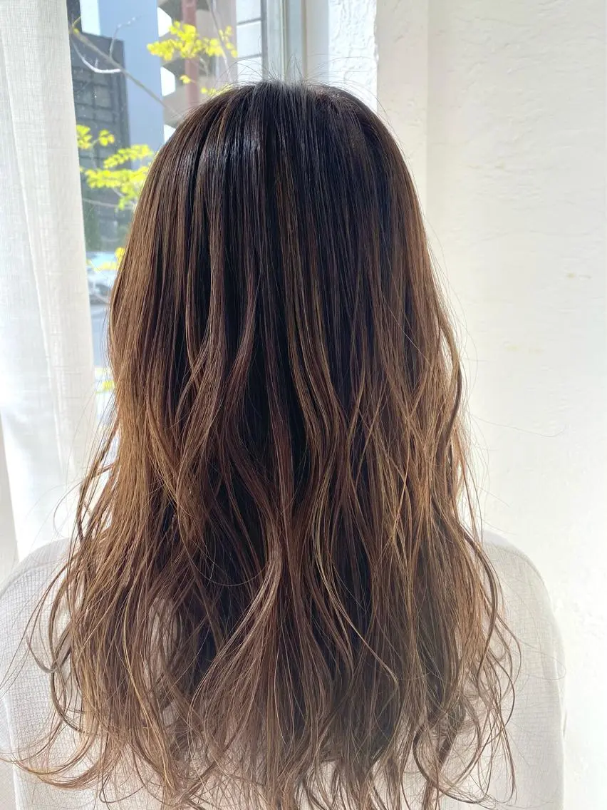 ロング カラー ハイライトカラー ハイライト 🍑もも 🍑のヘアスタイル