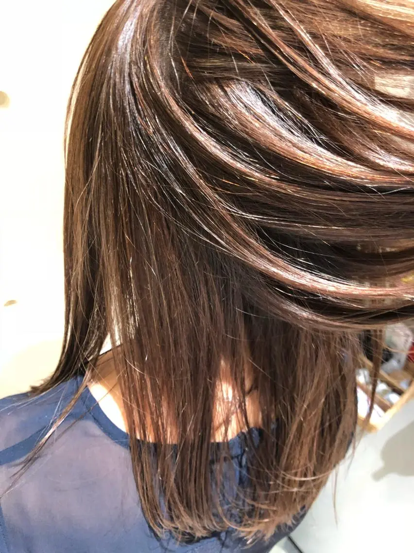 セミロング カラー パーマ ヘアアレンジ アッシュ ベージュカラー ブリーチ 透明感カラー グラデーションカラー 【ツヤ髪美容師】 ツダケイスケのヘアスタイル